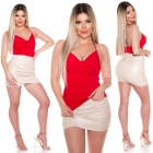 Preview: Figurbetontes Neckholder-Top mit Wasserfall-Ausschnitt - rot