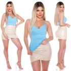 Preview: Figurbetontes Neckholder-Top mit Wasserfall-Ausschnitt - caribic blue