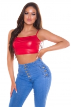 Sexy Crop-Top im Wetlook - rot