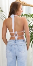 Preview: Super heißes Neckholder Top mit sexy Cut Outs in weiß