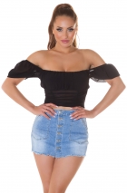 Süsses Sommer Carmentop mit Soft Cups in schwarz