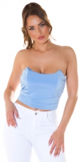 Trägerloses Bandeau-Top in Corsagen-Optik mit Soft-Cups - angelblue