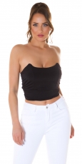 Trägerloses Bandeau-Top in Corsagen-Optik mit Soft-Cups - schwarz