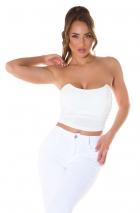 Trägerloses Bandeau-Top in Corsagen-Optik mit Soft-Cups - weiß