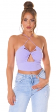 Sexy Träger- Stretch- Top mit Cutouts und Softcups - flieder