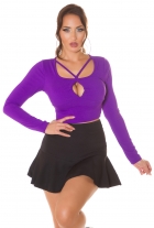 Langarm-Shirt mit sexy Ausschnitt-Verzierung - lila
