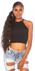 Bauchfreies Cropped-Top mit schmalen Trägern - schwarz