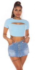 Kurz geschnittenes Shirt im 2in1 Look - angelblue