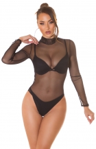 Sexy Body-Top aus transparenten Mesh-Gewebe - schwarz