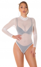 Sexy Body-Top aus transparenten Mesh-Gewebe - weiß