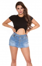 Sexy Crop-Top mit Karabiner-Haken - schwarz