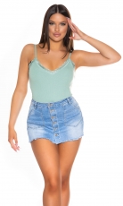Süsses Spagettiträger-Top mit Spitzen-Verzierung - khaki