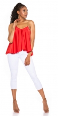 Preview: Rückenfreies Satin-Top mit Ketten-Träger in rot