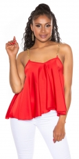 Rückenfreies Satin-Top mit Ketten-Träger in rot