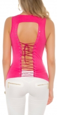Preview: Sexy Top mit Schnürleiste im Rückenbereich - pink