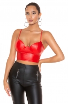 Sexy Bustier Crop-Top im Wetlook - rot