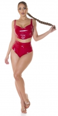 Preview: Sexy High Waist Hotpants im Latex-Look - rot