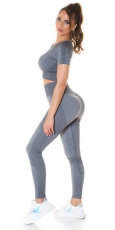 Preview: 2-tlg. Fitness-Set mit Shape Effekt - dunkelgrau