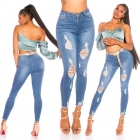 Preview: Moderne High Waist Jeans im Used-Look - blue washed