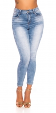 High Waist Skinny Jeans im modischen Wasch-Effekten - blue washed