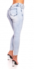 Preview: Sexy Skinny Jeans im modischen Vintage-Look - acid blue