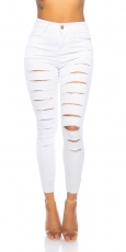 Preview: Sexy Skinny-Jeans im Destroyed-Look - weiß