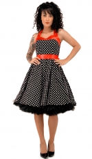 50er Style Vintage Swing Kleid mit süsser Satin-Schleife in schwarz / rot