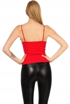 Preview: Feinripp-Top mit süssen Spitzen-Bordüren in rot