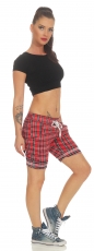 Preview: Baumwoll-Shorts im modischen Karo-Look - rot