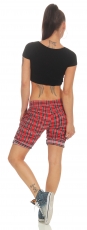 Preview: Baumwoll-Shorts im modischen Karo-Look - rot