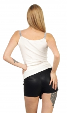 Preview: Elegantes Top mit funkelnden Strass-Träger - cremé weiß