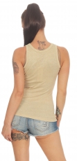 Preview: Tailliertes Feinstrick Trägertop mit Lurex-Effekt in beige