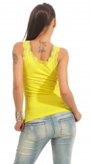 Preview: Top mit süssen Spitzen-Bordüren in yellow sun