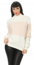 Weicher Pullover mit süssem Kuschel-Einsatz in weiß / rosa