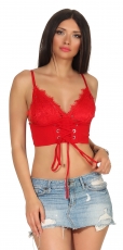 Exklusives Corsagen-Top mit Spitzen-Verzierung - rot