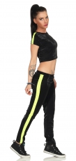 Modernes Workout-Set aus Shirt und Hose - schwarz/neongelb