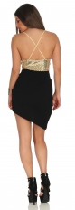 Preview: Verführerisches Minikleid mit Pailletten-Oberteil in schwarz / weißgold