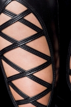 Preview: Sexy GoGo-Set aus Body, Stulpen und Chiffonrock - schwarz