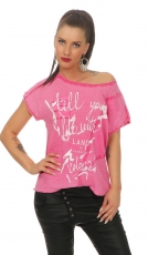 Legeres Oversize Shirt im Patchwork-Design - pink