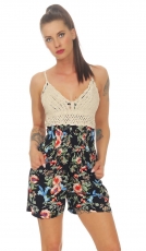 Blümchen-Overall mit süssem Häkeloberteil in multicolor/blau
