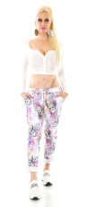 Preview: Modische Freizeithose mit frechen Skull-Prints in multicolor/lila