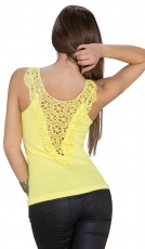 Preview: Ripp-Top mit sexy Rückenansicht - gelb