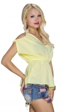 Preview: Baumwollshirt mit beidseitigem V-Ausschnitt in gelb