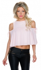 Kurz geschnittenes Crop-Top mit Volant-Verzierung - rosa