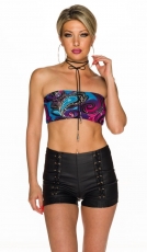 Sexy bauchfreies Bandeau-Top in türkis/multicolor