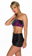 Preview: Sexy bauchfreies Bandeau-Top in türkis/multicolor