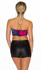 Preview: Sexy bauchfreies Bandeau-Top in türkis/multicolor