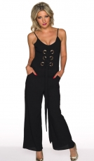 Overall im Marlene-Style mit auffälligen Ösen - schwarz