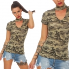 Preview: Modernes Camouflage Shirt mit Choker