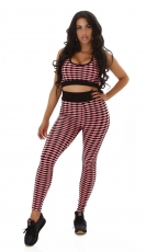 2-tlg. Set aus Cropped-Top und Leggings - schwarz/pink
